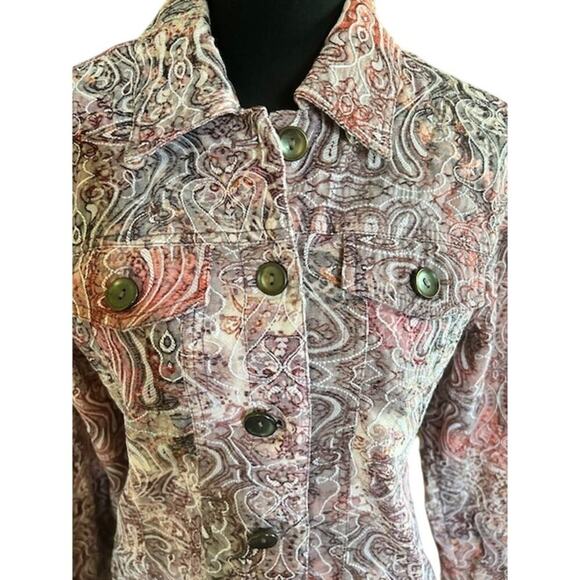 Analogy Petite Paisley Textured Button-Up Jacket – Size Petite - Picture 2 of 5